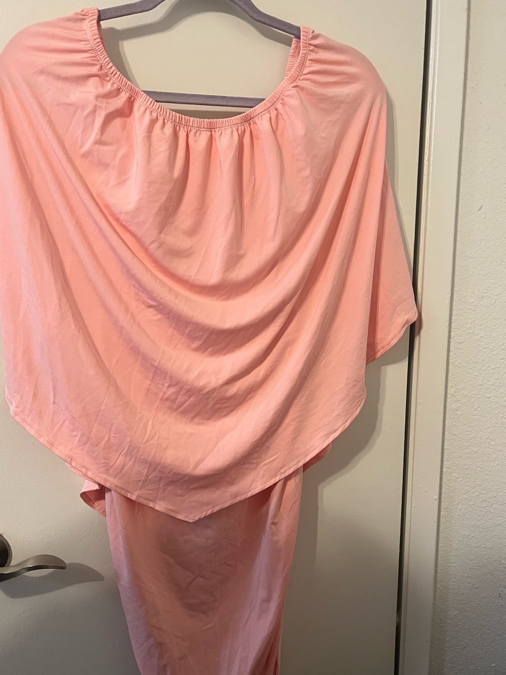 Women’s Pink Midi Dress with Draped Neckline